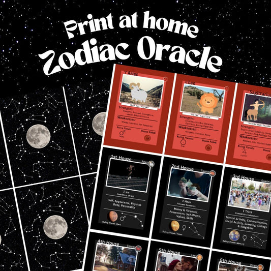 Printable: Zodiac Oracle Deck ( 24 Cards ) / PDF File